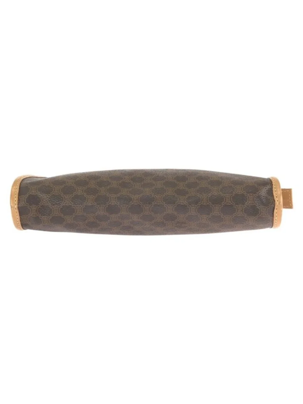Celine Vintage Macadam Brown Gold Leather Clutch